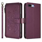 For iPhone 7 Plus / 8 Plus Butterfly Love Flower Multi-card Zipper Wallet Leather Phone Case(Dark Purple) - 2
