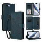 For iPhone 7 Plus / 8 Plus Butterfly Love Flower Multi-card Zipper Wallet Leather Phone Case(Dark Green) - 1