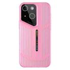 For iPhone 15 Cooling Frosted Translucent Hollow Heat Dissipation Phone Case(Light Red) - 1