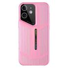 For iPhone 12 Cooling Frosted Translucent Hollow Heat Dissipation Phone Case(Light Red) - 1