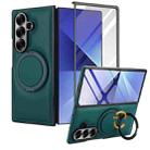 For Samsung Galaxy Z Fold7 5G Folding Rotation Holder MagSafe Film Integrated Leather Phone Case(Green) - 2