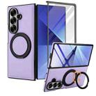 For Samsung Galaxy Z Fold7 5G Folding Rotation Holder MagSafe Film Integrated Leather Phone Case(Light Purple) - 2