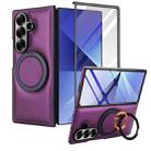 For Samsung Galaxy Z Fold7 5G Folding Rotation Holder MagSafe Film Integrated Leather Phone Case(Dark Purple) - 2