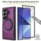 For Samsung Galaxy Z Fold7 5G Folding Rotation Holder MagSafe Film Integrated Leather Phone Case(Dark Purple) - 3