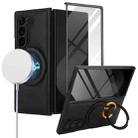 For Samsung Galaxy Z Fold5 Folding Rotation Holder MagSafe Film Integrated Leather Phone Case(Black) - 1