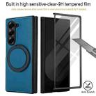 For Samsung Galaxy Z Fold5 Folding Rotation Holder MagSafe Film Integrated Leather Phone Case(Blue) - 3