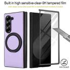 For Samsung Galaxy Z Fold5 Folding Rotation Holder MagSafe Film Integrated Leather Phone Case(Light Purple) - 3