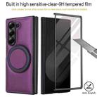 For Samsung Galaxy Z Fold5 Folding Rotation Holder MagSafe Film Integrated Leather Phone Case(Dark Purple) - 3
