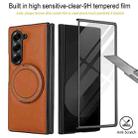 For Samsung Galaxy Z Fold5 Folding Rotation Holder MagSafe Film Integrated Leather Phone Case(Brown) - 3