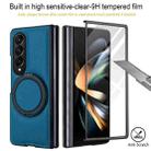 For Samsung Galaxy Z Fold4 Folding Rotation Holder MagSafe Film Integrated Leather Phone Case(Blue) - 3