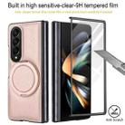 For Samsung Galaxy Z Fold4 Folding Rotation Holder MagSafe Film Integrated Leather Phone Case(Rose Gold) - 3