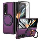 For Samsung Galaxy Z Fold4 Folding Rotation Holder MagSafe Film Integrated Leather Phone Case(Dark Purple) - 2