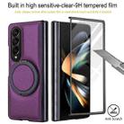 For Samsung Galaxy Z Fold4 Folding Rotation Holder MagSafe Film Integrated Leather Phone Case(Dark Purple) - 3