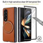 For Samsung Galaxy Z Fold4 Folding Rotation Holder MagSafe Film Integrated Leather Phone Case(Brown) - 3