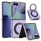 For Samsung Galaxy Z Flip7 5G Folding Rotation Holder MagSafe Film Integrated Leather Phone Case(Light Purple) - 2