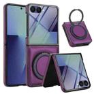 For Samsung Galaxy Z Flip7 5G Folding Rotation Holder MagSafe Film Integrated Leather Phone Case(Dark Purple) - 2