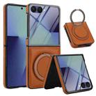 For Samsung Galaxy Z Flip7 5G Folding Rotation Holder MagSafe Film Integrated Leather Phone Case(Brown) - 2