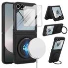 For Samsung Galaxy Z Flip6 Folding Rotation Holder MagSafe Film Integrated Leather Phone Case(Black) - 1