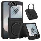 For Samsung Galaxy Z Flip6 Folding Rotation Holder MagSafe Film Integrated Leather Phone Case(Black) - 2
