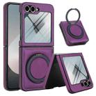 For Samsung Galaxy Z Flip6 Folding Rotation Holder MagSafe Film Integrated Leather Phone Case(Dark Purple) - 2