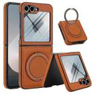 For Samsung Galaxy Z Flip6 Folding Rotation Holder MagSafe Film Integrated Leather Phone Case(Brown) - 2