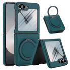 For Samsung Galaxy Z Flip5 Folding Rotation Holder MagSafe Film Integrated Leather Phone Case(Green) - 2