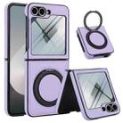 For Samsung Galaxy Z Flip5 Folding Rotation Holder MagSafe Film Integrated Leather Phone Case(Light Purple) - 2