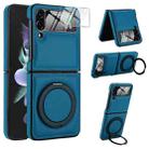 For Samsung Galaxy Z Flip4 Folding Rotation Holder MagSafe Film Integrated Leather Phone Case(Blue) - 2