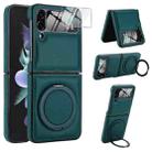 For Samsung Galaxy Z Flip4 Folding Rotation Holder MagSafe Film Integrated Leather Phone Case(Green) - 2