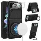 For Samsung Galaxy Z Flip3 5G Folding Rotation Holder MagSafe Film Integrated Leather Phone Case(Black) - 1