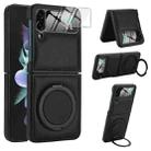 For Samsung Galaxy Z Flip3 5G Folding Rotation Holder MagSafe Film Integrated Leather Phone Case(Black) - 2