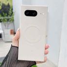 For Google Pixel 8a Solid Color Liquid Silicone MagSafe Magnetic Phone Case(Antique White) - 1