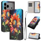 For iPhone 17 Pro Max Color Drawing Pattern Leather Phone Case(Sunflower) - 1
