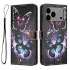 For iPhone 17 Pro Max Color Drawing Pattern Leather Phone Case(Two Butterflies) - 3