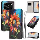 For iPhone 17 Pro Color Drawing Pattern Leather Phone Case(Sunflower) - 1