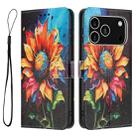 For iPhone 17 Pro Color Drawing Pattern Leather Phone Case(Sunflower) - 3