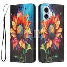 For iPhone 17 Color Drawing Pattern Leather Phone Case(Sunflower) - 3