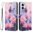 For iPhone 17 Color Drawing Pattern Leather Phone Case(Pink Butterfly) - 3