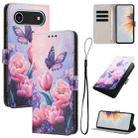 For iPhone 17 Air Color Drawing Pattern Leather Phone Case(Pink Butterfly) - 1