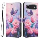 For iPhone 17 Air Color Drawing Pattern Leather Phone Case(Pink Butterfly) - 3