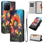 For Honor X6c 4G Color Drawing Pattern Leather Phone Case(Sunflower) - 1