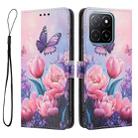 For Honor X6c 4G Color Drawing Pattern Leather Phone Case(Pink Butterfly) - 3