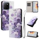 For Honor X6c 4G Color Drawing Pattern Leather Phone Case(Purple Rose) - 1