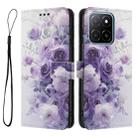 For Honor X6c 4G Color Drawing Pattern Leather Phone Case(Purple Rose) - 3