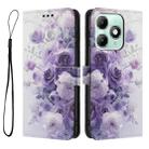 For itel A90 Color Drawing Pattern Leather Phone Case(Purple Rose) - 3