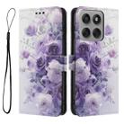 For Motorola Edge 60 Pro Color Drawing Pattern Leather Phone Case(Purple Rose) - 3