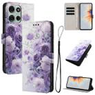 For Motorola Moto G56 5G Color Drawing Pattern Leather Phone Case(Purple Rose) - 1