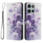 For Motorola Moto G56 5G Color Drawing Pattern Leather Phone Case(Purple Rose) - 3