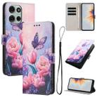 For Motorola Moto G86 5G Color Drawing Pattern Leather Phone Case(Pink Butterfly) - 1