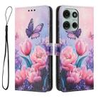 For Motorola Moto G86 5G Color Drawing Pattern Leather Phone Case(Pink Butterfly) - 3